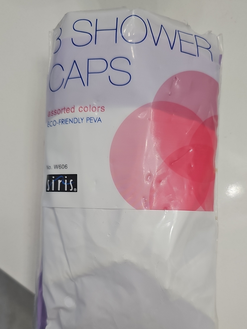 Siris Assorted Color Shower Caps - White & Purple